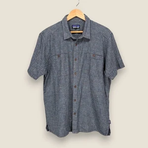 Patagonia Back Step Kurzarm Hemd mit Knöpfen Herren Large Navy Weiß Kariert Baumwolle - Bild 1 von 10