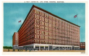 Vintage T. Eaton Co. Store Winnipeg Manitoba Building Postcard 1930s - Picture 1 of 2