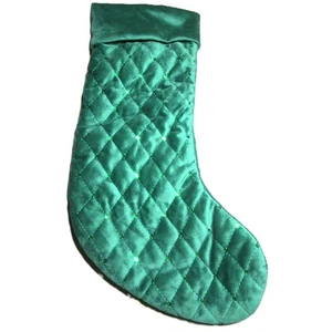 Wondershop Calza Natalizia Trapuntata Verde Smeraldo Paillettes Velluto 8x18 Pollici - Foto 1 di 5