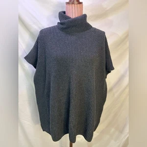Lilla P Cashmere Cotton Sweater Gray Oversized Batwing Sleeves Cowl Neck NWT - Picture 1 of 11