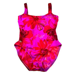 Vintage Speedo Einteiler Badeanzug Damen Gr. 16 Hot Pink Rot Blumen Tank Gefüttert - Bild 1 von 12