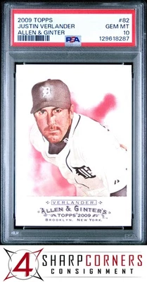 2009 TOPPS ALLEN & GINTER #82 JUSTIN VERLANDER TIGERS PSA 10 - Image 1 of 3