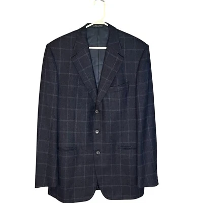 Chaqueta de traje para hombre Corneliani Super 120'S Italia lana merina extrafina 44 azul Foto 1 de 4