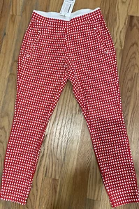HUE Capri Leggings Sz XS Red Checkered Knit Capri Casual Legging - Picture 1 of 3