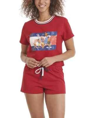 Tommy Jeans Ladies Size XL Limited Edition Space Jam 2 Piece Lounge Set Red NEW - Image 1 of 4
