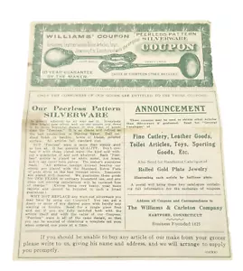 Williams "Peerless" Pattern Silverware Early 1900's Advertisement Coupon - Picture 1 of 2