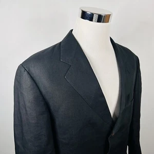 Hugo Boss 40R Quatro H Sport Coat Black Solbiati 100% Linen Black Three Button - Picture 1 of 9