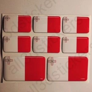 Aufkleber Malta Flagge Rechteckig 3D Gedomt Fahne 3D Kfz-Aufkleber - Bild 1 von 1