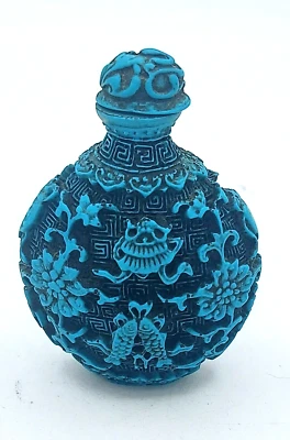 Botella de tabaco de resina china vintage color turquesa Foto 1 de 4