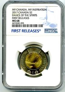2017 $2 CANADA 150 TOONIE NGC MS68 DANCE OF THE SPIRITS TOP POP2 FIRST RELEASES - Picture 1 of 2