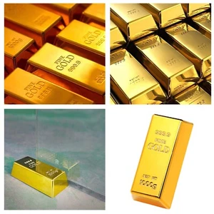 Gold Bar Ornament Fake Gold Brick Plastic Bullion Photo Props Festive Decoration - Picture 1 of 20