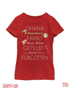 Disney Lilo And Stitch Ohana Means Family Youth Girls T-Shirt, Red XS (4-5) - Picture 1 of 2