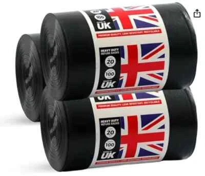 EXTRA Heavy Duty Black Refuse Sacks Strong Thick Rubbish Bags Bin Liner Bin Bags - Image 1 of 4