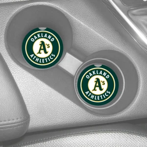 OAKLAND ATHLETICS A'S SANDSTONE CAR COASTERS ABSORBENT SET (2) - Picture 1 of 1