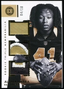 2017 Panini Encased Triple Memorabilia Gold Alvin Kamara Rookie #4 Saints /10 - Bild 1 von 2