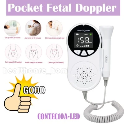 CONTEC Portable LED Display Fetal Heart Rate Monitor Fetal Doppler Baby Heart Monitor