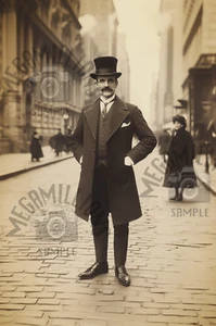 Foto epoca vittoriana vintage 1800 di uomo in cappotto 51 New York edoardiana - Foto 1 di 2
