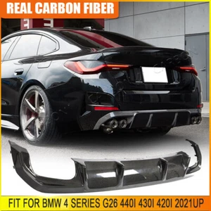 For BMW 4Series G26 440i Gran Coupe M Sport Real Carbon Rear Bumper Diffuser Lip - Picture 1 of 13
