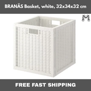 Cesta de almacenamiento de ratán tejida a mano IKEA para estantería caja de mimbre blanca - Imagen 1 de 6