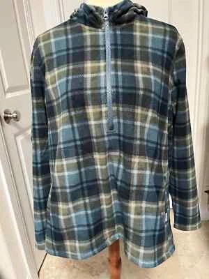 O'Neill Womens Pullover Hoodie Sweatshirt blue green plaid size XL  New - Image 1 of 4