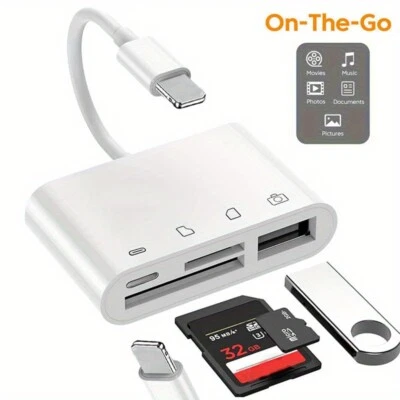 Lector de tarjetas Lightning a SD 4 en 1 adaptador de tarjeta de memoria para iPhone con puerto USB Foto 1 de 4