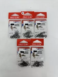 5 PACKS x 5 PIECES Eagle Claw 01012-003 Barrel Swivel Size 3 Black 25 TOTAL - Picture 1 of 6