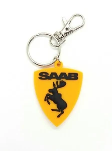 Schlüsselanhänger für Saab 900 Kompatibel Elch Emblem aus Aufkleber gelb - Picture 1 of 7