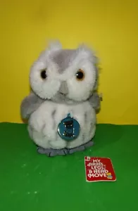 Búho gris Dakin 1986 vintage cabeza de felpa de 6" peluche giratoria ojos amarillos - Imagen 1 de 3