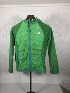 The North Face Girls Light Green Teal Fuzzy Fleece Pockets Zip Jacket Large - Picture 1 of 8