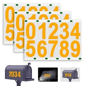 Reflective Mailbox Numbers Sticker 3 Sets Large 0-9 Self Adhesive Vinyl Water... - Picture 1 of 6