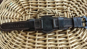 Handmade Genuine Leather Bund Strap. Watch Band Vintage Style Cuff. 26 24 22mm. - Picture 1 of 11