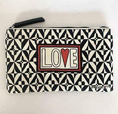 Bolsa de cosméticos Brighton Love de lona de algodón con cremallera negra blanca corazón nueva sin etiquetas Foto 1 de 4