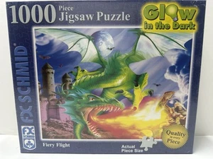 Dragon Puzzle 1000 Piece Glow In The Dark “Fiery Flight” 27x20 New Sealed - Picture 1 of 5
