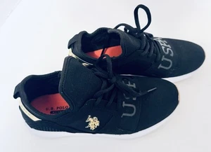 USPA U.S Polo Assn. Womens Size 7 Black  Slip on Sneaker Shoes Ties Textured - Picture 1 of 19