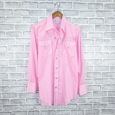 Camisa occidental de cola larga H BAR C California Ranchwear para hombre en rosa talla 15,5 35 Foto 1 de 4