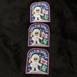 Girls In Space Blonde Astronaut 2.5 Inch Embroidery Patch Lot Of 3 New Scouts - Picture 1 of 4