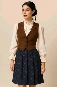 Country Sophisticates Petite By Pendleton Sz 8 Equestrian Plaid Pleated Skirt - Picture 1 of 5