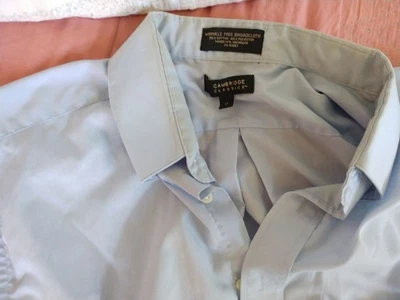 Vintage Cambridge Classics Wrinkle Free Oxford Short Sleeve Blue Shirt 17 - Image 1 of 4