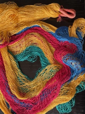 "Hamaca de malla de cuerda de nailon para cama de red para dormir al aire libre multicolor 172"" (14,3")" Foto 1 de 4