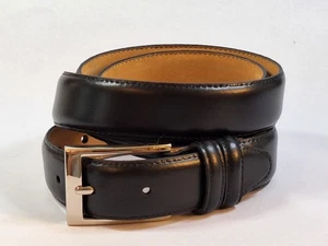 Cinturón de vestir de cuero ajustable para hombre NEGRO hebilla plateada XXL 50" - Imagen 1 de 14
