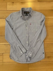 Musto Custom Fit Striped Shirt - Size Small - Long Sleeve Blue/White Casual - Picture 1 of 8