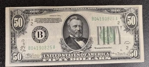 1934 Fifty Dollar Federal Reserve Note $50 Bill Nicely Circulated #92244 - Picture 1 of 2
