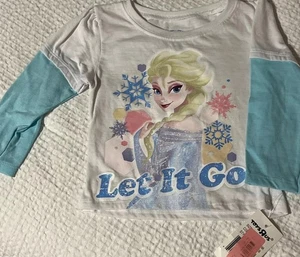 🔥🔥New Disney Frozen ‘Let It Go’ Long Sleeve Kids Shirt Size 2T Anna & Elsa NOS - Picture 1 of 5