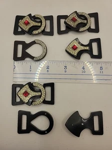 Vintage Bakelite Interlocking Fashion Buckle Sets Lot Rhinestone Red Glamour Z4 - Picture 1 of 7