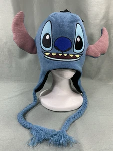 Disney Stitch Rodelmütze mit geflochtenen Quasten gefüllten Ohren Neu mit Etikett - Bild 1 von 6