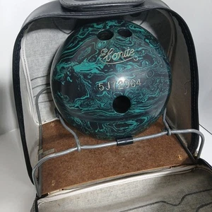 Vintage Ebonit 16 Pfund Bowlingkugel mit Tragetasche und Ständer - Bild 1 von 8
