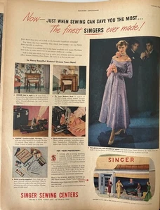 Anuncio impreso vintage 1949 SINGER centros de costura tiendas máquinas de coser años 40 - Imagen 1 de 1