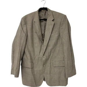 Mens Blazer Jacket Brown Plaid Single Breasted Sport Coat Business Preppy 90s - Picture 1 of 7
