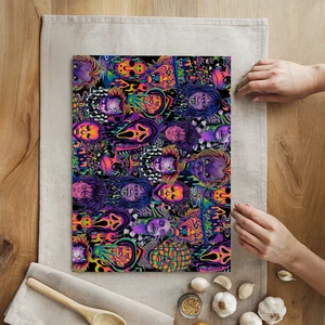 Glass Cutting Board 8x11 Halloween Movie Neon Them Serving Tray Anti-Bacterial - Picture 1 of 2