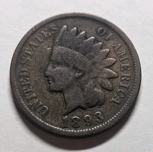 ÉTATS-UNIS 1 CENT 1893 Indian Head CENT USA Tête D'indien - Foto 1 di 2